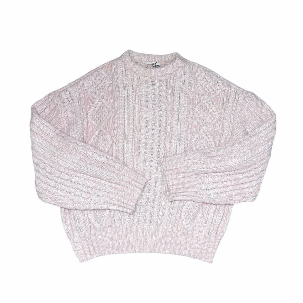 Tularosa Light Pink Cable Knit Crew Neck Sweater NEW
